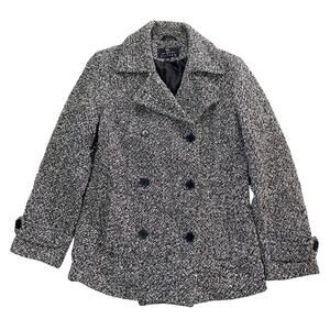 Vintage Collection by Gallery Tweed Wool Blend Mid Length Peacoat Womens Medium